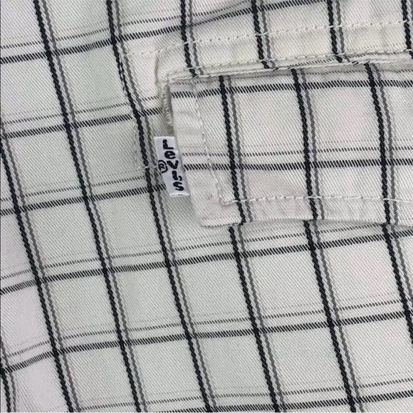 Levis 36 Shorts Cargo White Blue Checks Plaid A - Picture 4 of 8
